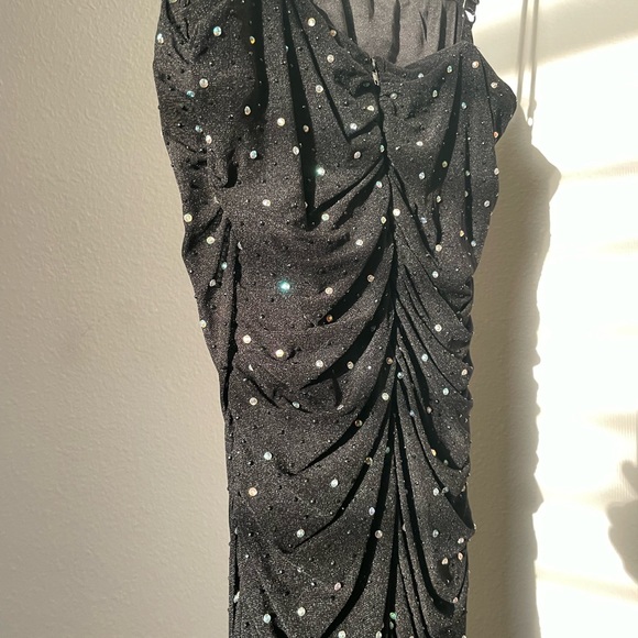NWT Black Mesh Rhinestone Mini Dress - Picture 4 of 9